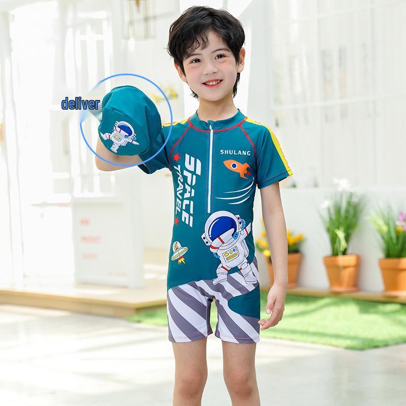 

Быстросохнущий летний купальник для мальчиков: Милый и Модный Слитный Пляжный Костюм 120cm (35-45 jin)