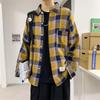 Men's Plaid Shirt: Hong Kong Style, Loose Fit, Long-Sleeve, Youth Streetwear for Spring and Autumn