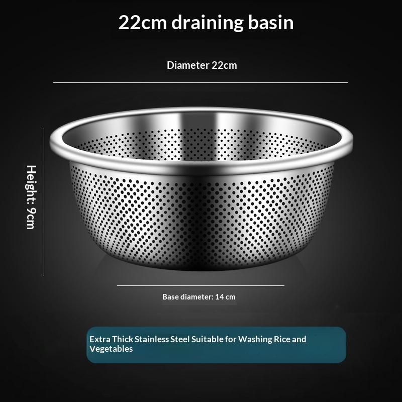 Дуршлаг-миска Makapal из нержавеющей стали, большой дуршлаг, кухонные принадлежности, дренаж пищевого качества 22cm