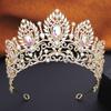 Royal Queen Red Green Crown Big Diadem Bride Tiara Crowns for Women Bridal Wedding Party Crown Hair Dress Jewelry Accessori