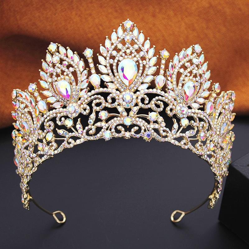 Royal Queen Red Green Crown Big Diadem Bride Tiara Crowns for Women Bridal Wedding Party Crown Hair Dress Jewelry Accessori