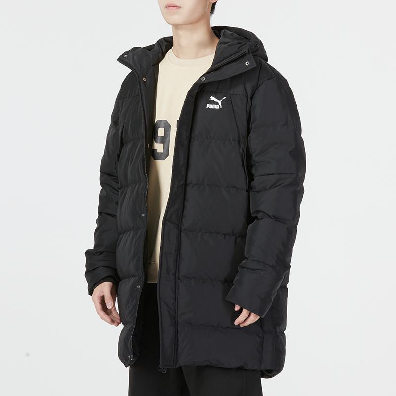 Puma Solid Color Logo Print Hooded Windproof Warm Puffer Jacket Men Outerwear Black 535582-01