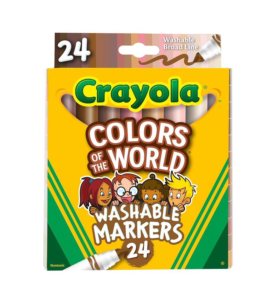 Crayola 24 Marker Colors of the Friends of the Authentic Markers, Colors, Water-Based, Skin-Tone Pens, World, World, 587802,
