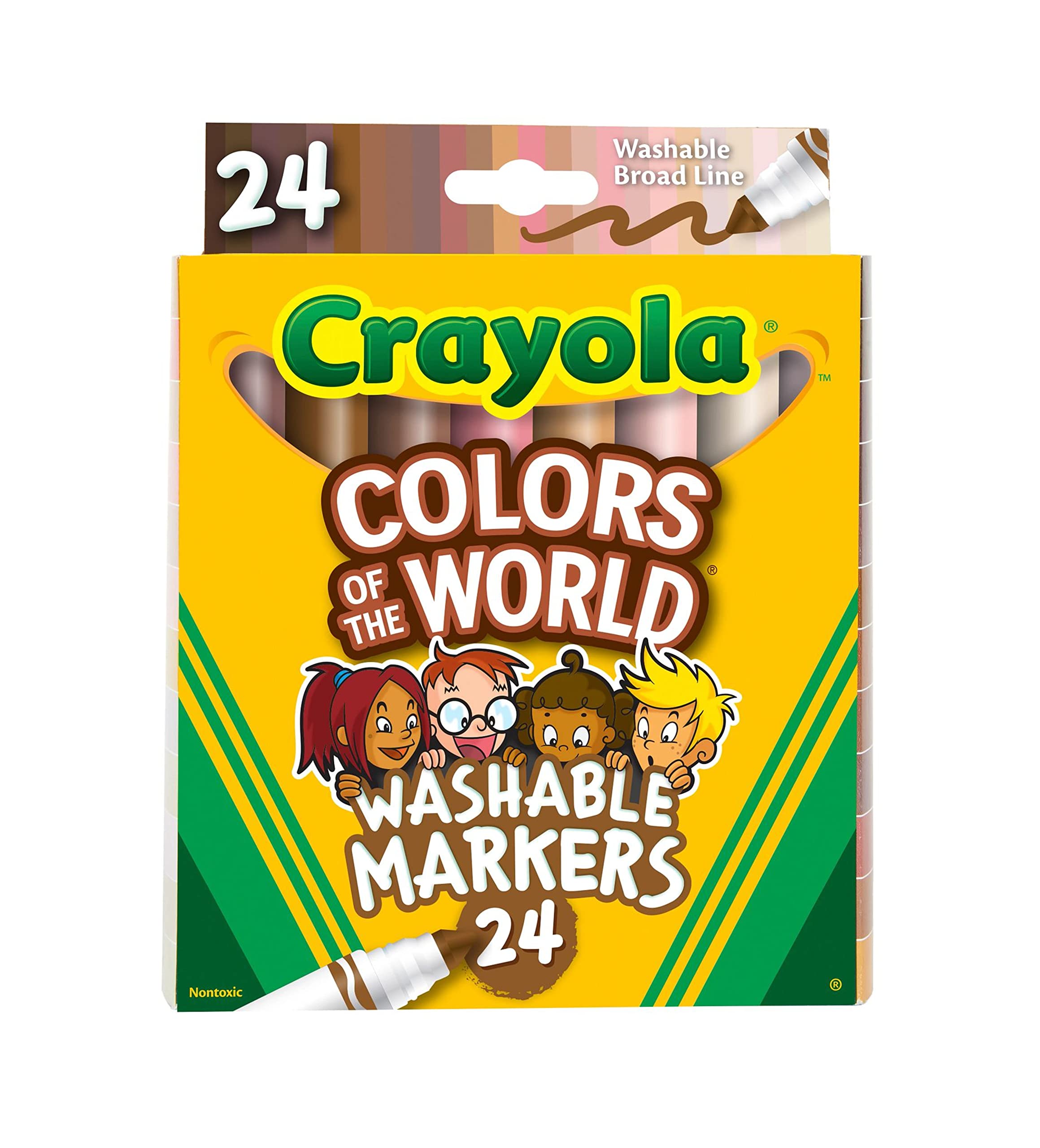 

Crayola 24 Marker Colors of the Friends of the Authentic Markers, Colors, Water-Based, Skin-Tone Pens, World, World, 587802,