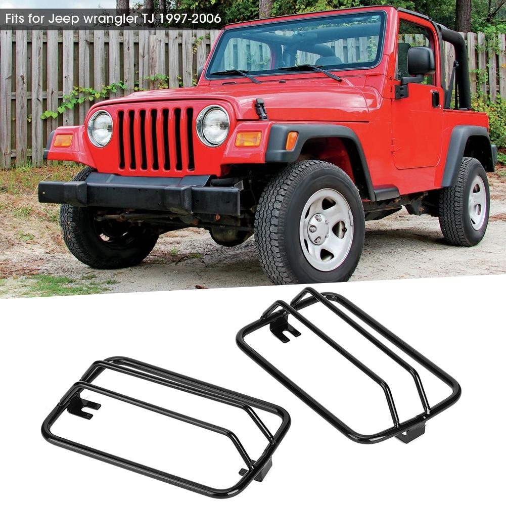 Turn Side Signal Light Protect Guards Black Grille Cover Fits for Jeep Wrangler TJ 19972006