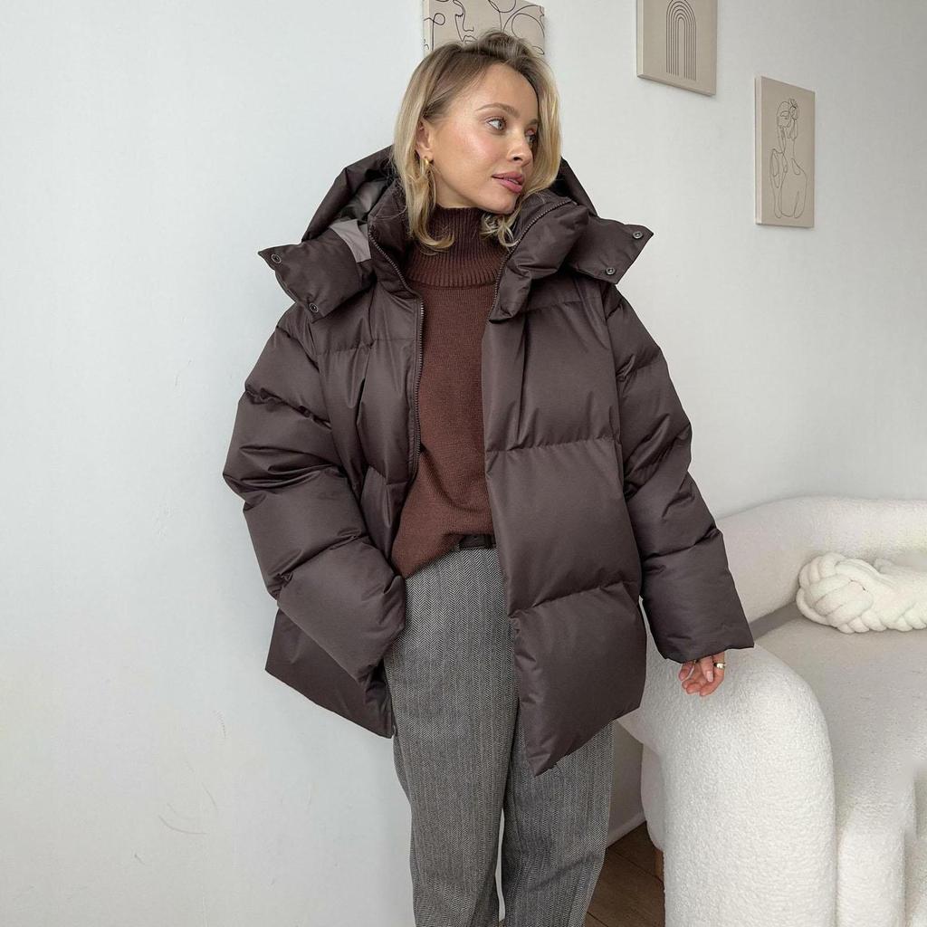 Autumn Winter Thicken Warm Parka Women Casual Solid Color Pocket Loose Short Hooded Coat Jackets Outwear