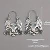 Ethnic Style Earrings for Women Cat Animal Silver Color Metal Inlaid Dangle Earrings Jewelry Trendy Female Gift