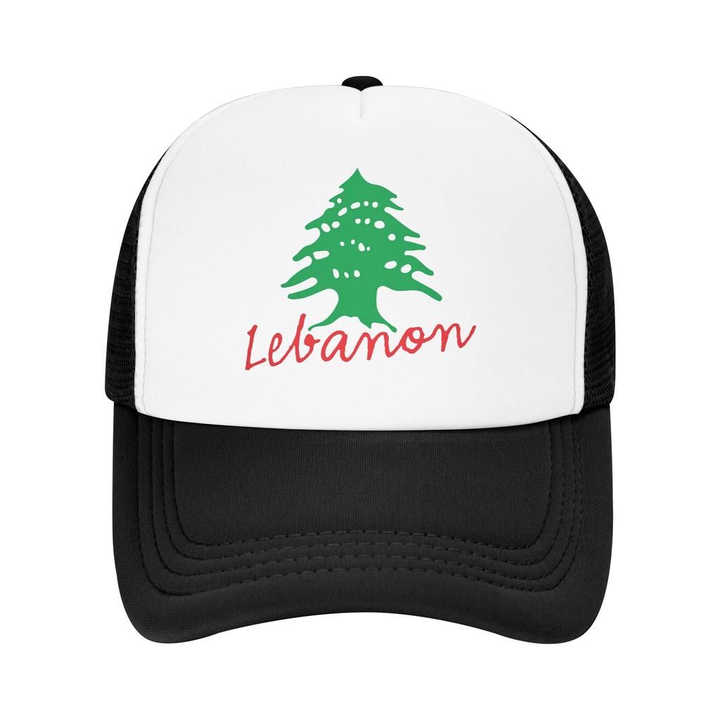 Lebanon Name with Lebanese Flag Cedar Tree Design Mesh Baseball Cap Unisex Casual Trucker Hat Hats Adjustable Summer Trucker Hat