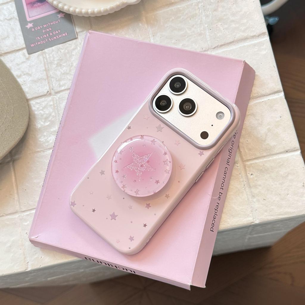 Ins Wind Smudged Star Bracket Is Suitable for Apple 17pro Mobile Phone Case Iphone16 Small Fresh 15 Soft 13 Glitter