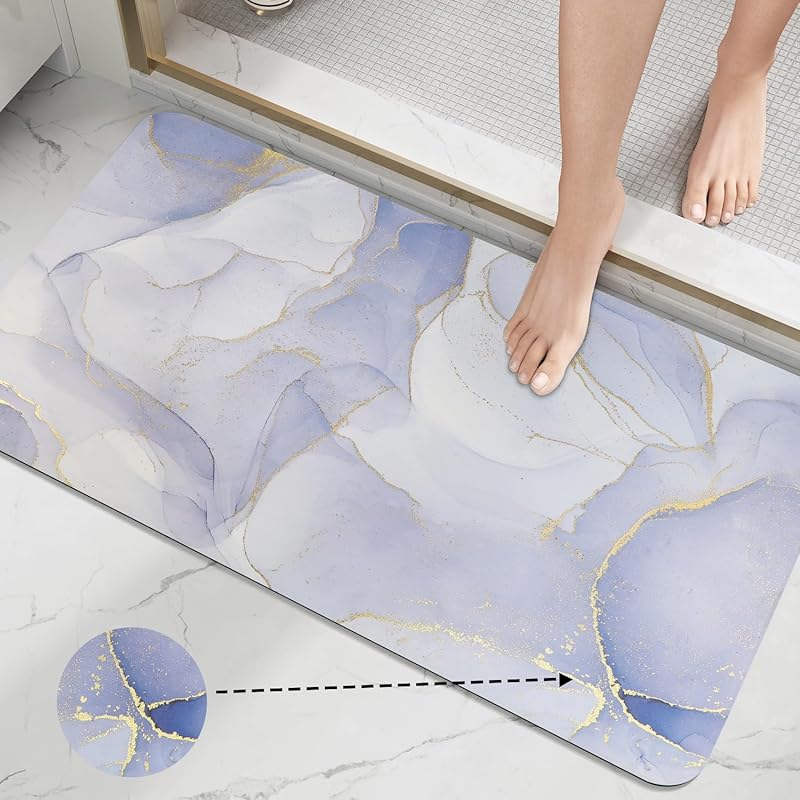 Bathroom Mat Absorbent Bath Mat Quick Dry Bath Mat,with Gold Plating Effect,Modernized Bath Mat Washable Non Slip Bath Mat,Used Under 16  x24