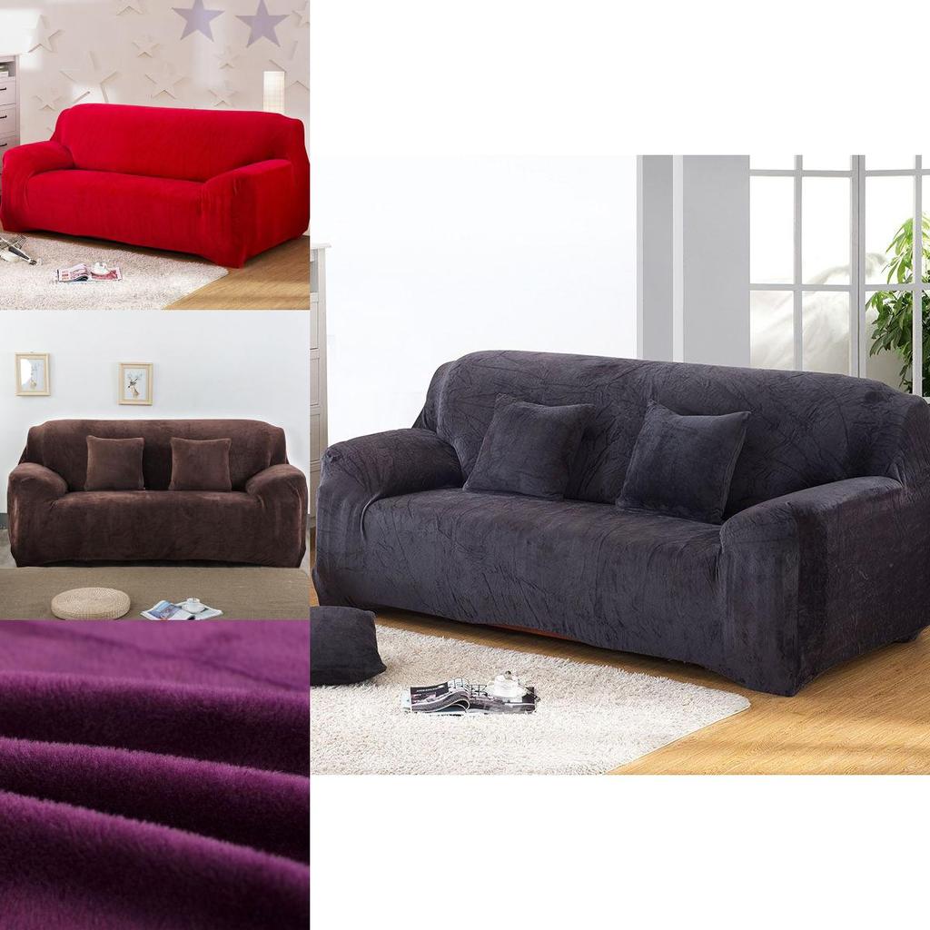 Wrinkle Resistant Easy Fit Sofa Slipcover Thick Plush Velvet Protector For All Sizes