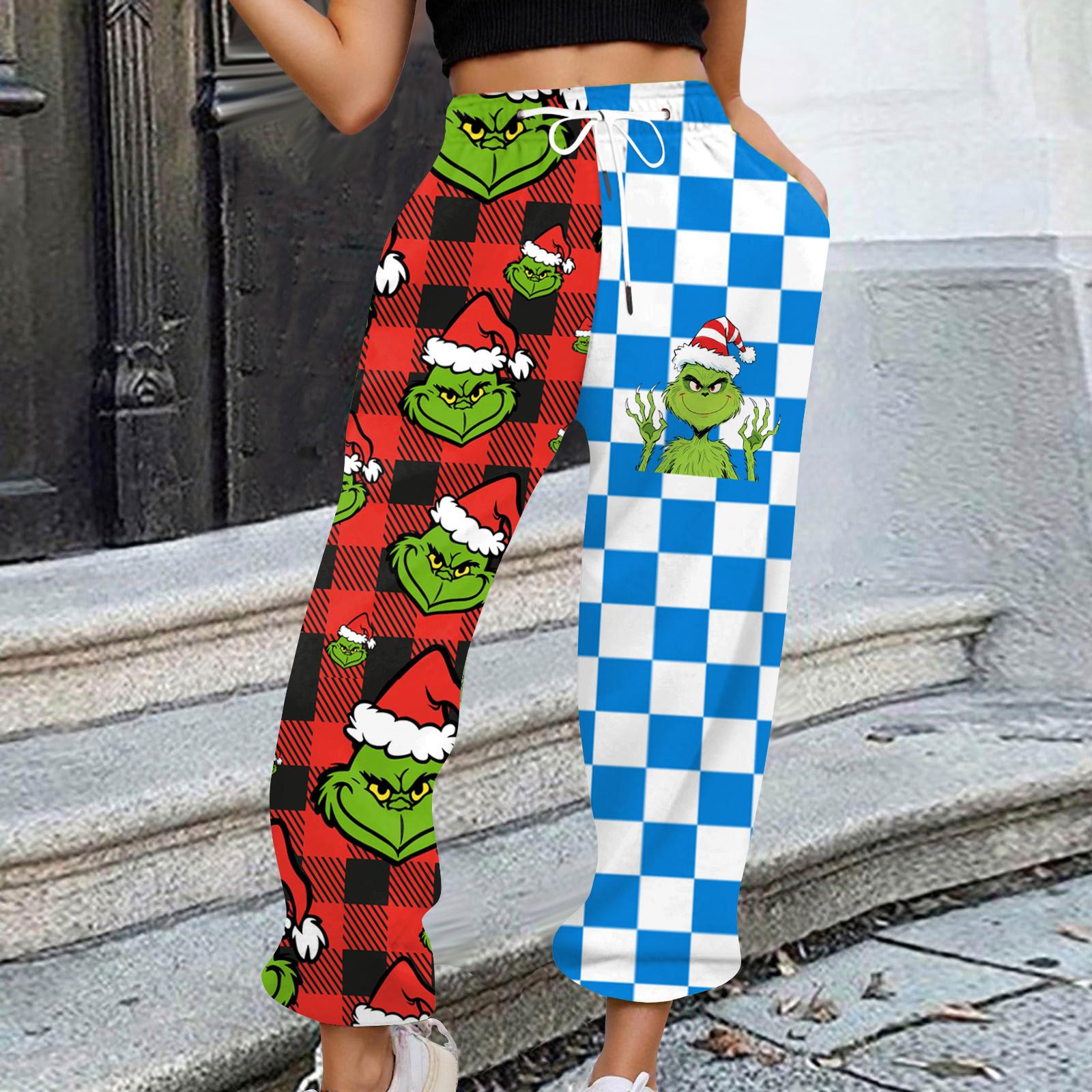 Women s Casual Fashion Christmas Printed Casual Sweatpants Elastic Waist Drawstring Pants XL