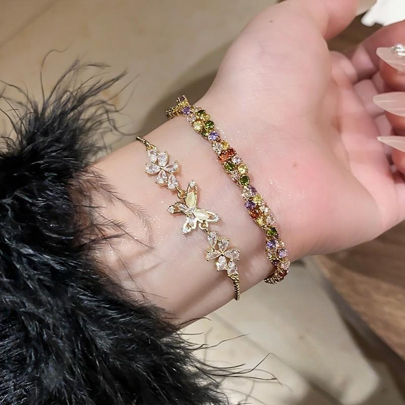 Tierformige Kupfer-Handkette mit Zirkondekoration für Damen