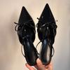 Fashion Female Pointed Toe Footwear New 2025 Pumps Women Low Heel Shoes Mules Fashion Butterfly-Knot Shallow Ladies Heel Shoes Slides