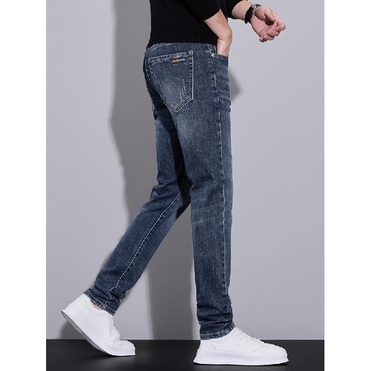 Spring And Autumn Winter New Men'S Thick Jeans Slimming Straight Stretch Business Versatile Long Pants