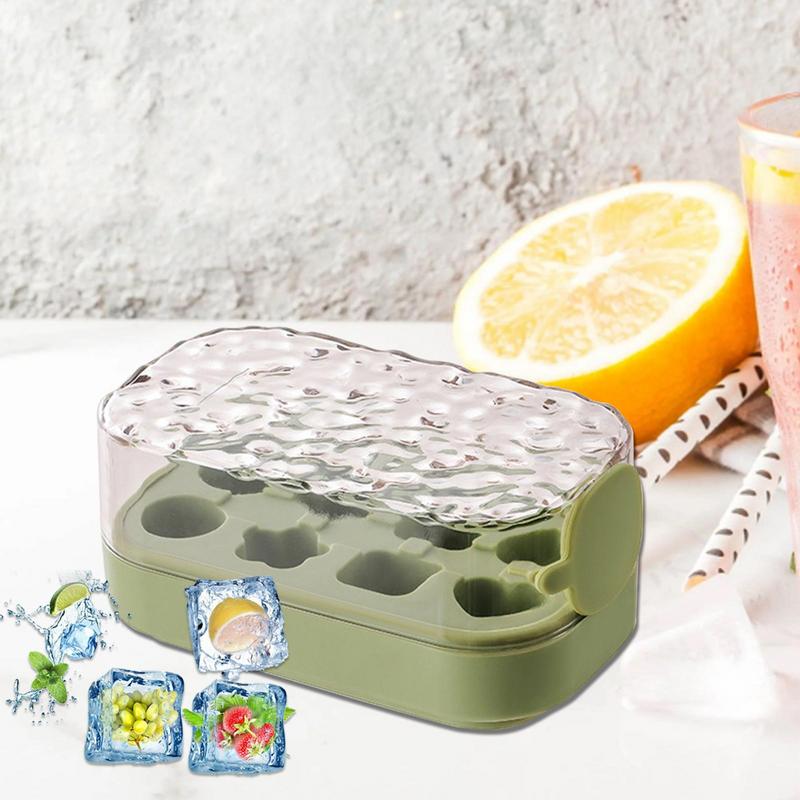 8 Grid Ice Tray Mold With Cover Food Grade Press Ice Cubes Box Ice Blocks Making Template Quick Demoulding Ice Maker