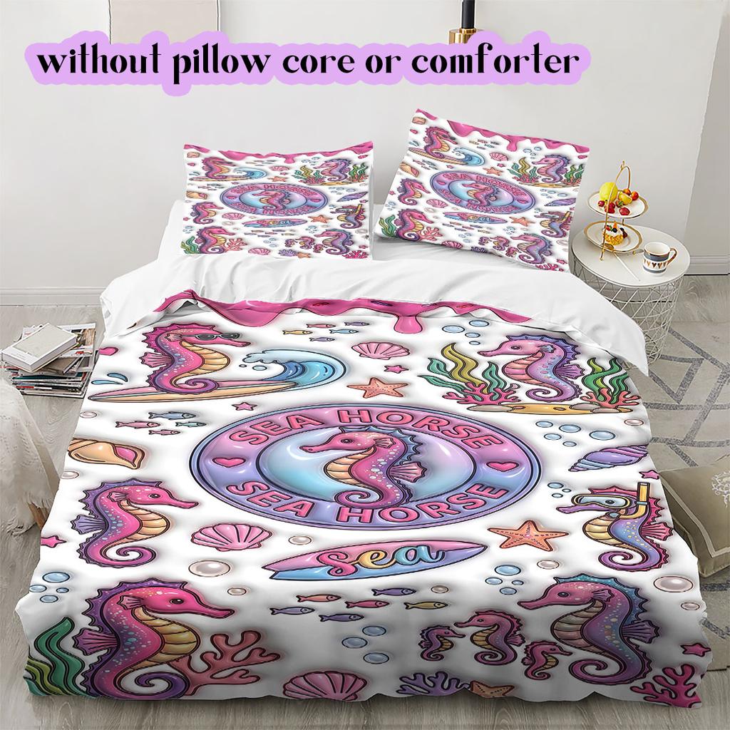 Cute animals surfing Pattern Bedding,Quilt Set Quilt Cover Pillowcase Home Birthday Gift (1*duvet cover+2*pillowcase,without core)