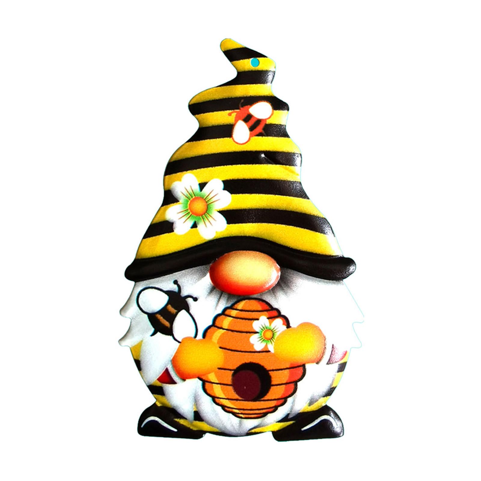 Wrought Iron Bee Gnome Christmas Tree Pendant Hanging for Creative Ornament for New Year Farmhouse Front Door Decoration