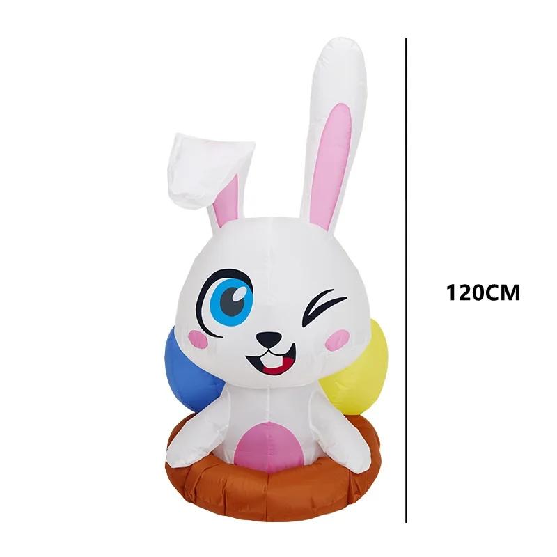 4 FT Happy Easter Bunmy Inflatable Toy For Garden Yard Cartoon Cute Inflatable Rabbit With Lights Outdoor Easter Decoration