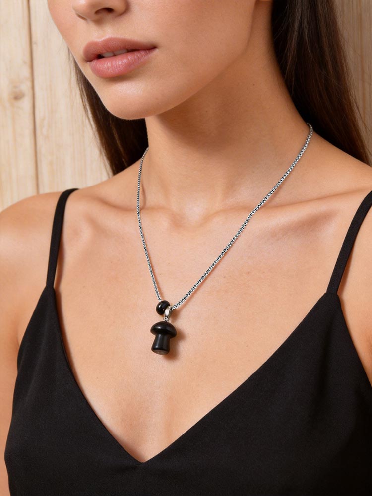 Tiger Eye Stone Mushroom Pendant Long Clavicle Chain Natural Stone Necklace for Women Niche Necklaces Unique Accessories