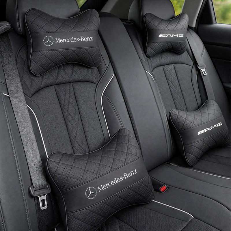 VRN2 Nappa Leather Car Headrest Neck Pillow Lumbar Support For Mercedes Benz AMG E S C A B Class GLE GLS CLA CLE GLC CLS GLA