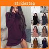 Elegant Women's Warm Knitted Jumper Mini Dress With High Neck Chunky Sweater Top