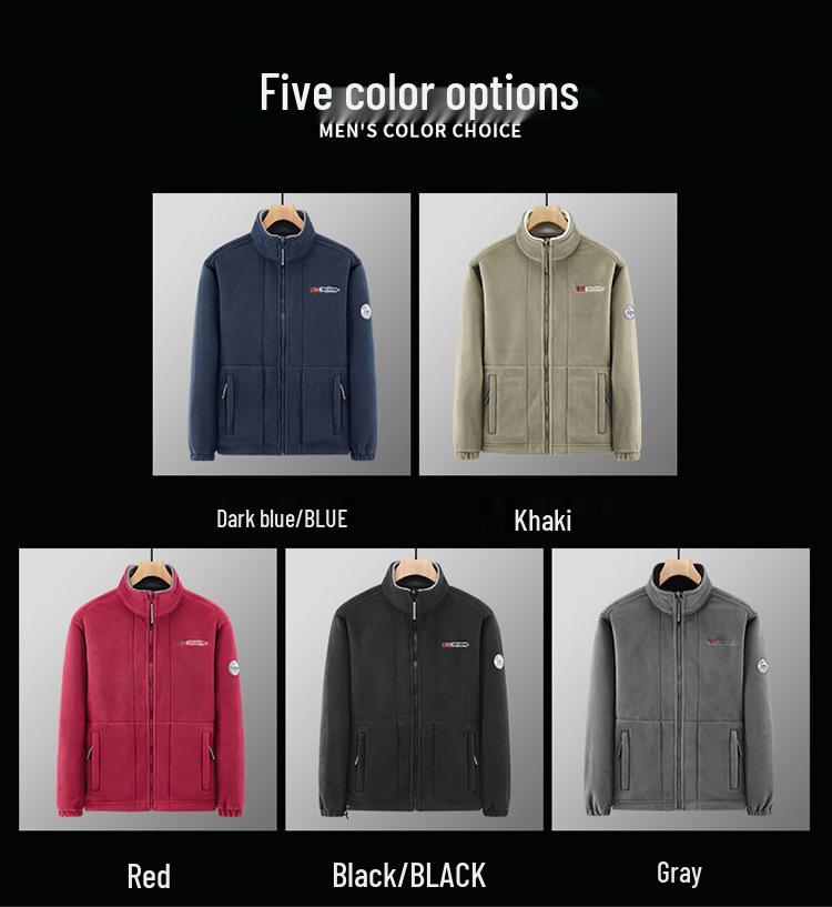 Norsko Jednobarevná fleecová mikina - Hřejivý outdoorový kardigan pro volnočasové sporty