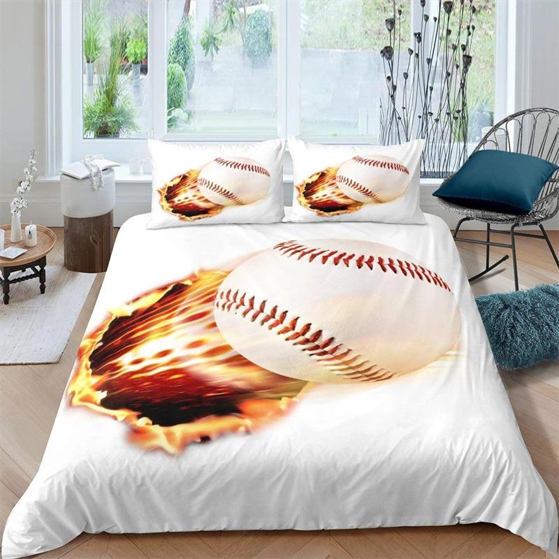 Sport Baseball Konge Dundyne Trekk 3D Ball Sengetøy Sett Gutter Tenåringer Konkurranse Dynetrekk 2/3 stk Polyester Dyne Trekk