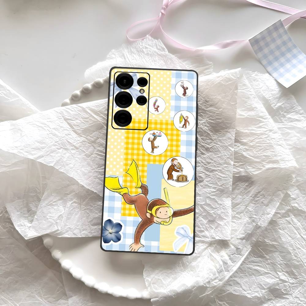 

Cute C-Curious G-George Monkey Phone Case For Samsung S 24 Fe 25 Ultra Plus 20 Lite 21 30 22 23 24 22 Ultra 5G Fundas Samsung S25PLUS