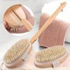 Long Handle Wooden Bath Brush Massage Brush Wooden Pig Bristle Scrub Bath Brush for Dry Skin Exfoliating and Body Massage