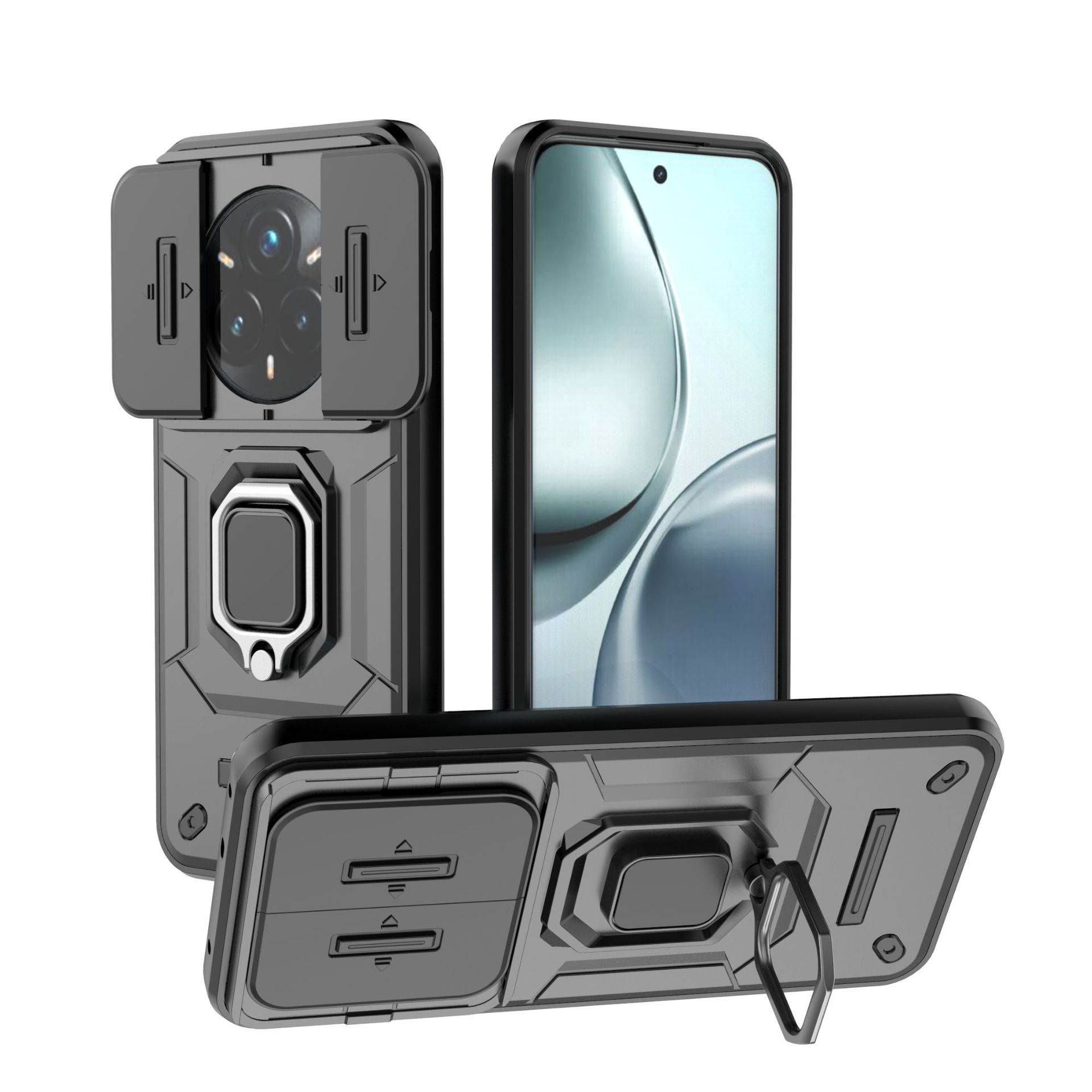 

Oppo Realme 14 Pro 5G Phone Case,Military-Grade Magnetic Kickstand Phone Case Cover for Oppo Realme 14 Pro 5G чёрный