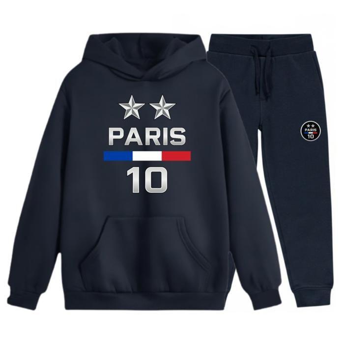 Jogging survêtement enfant inspiré Paris 2 etoiles bleu marine 'Nouveauté' - Bleu