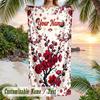 Cherry Blossom Artwork Theme Quick Dry Beach Towel Custom Name Text Print Large Sand Resistant Towel Beach Vacation
