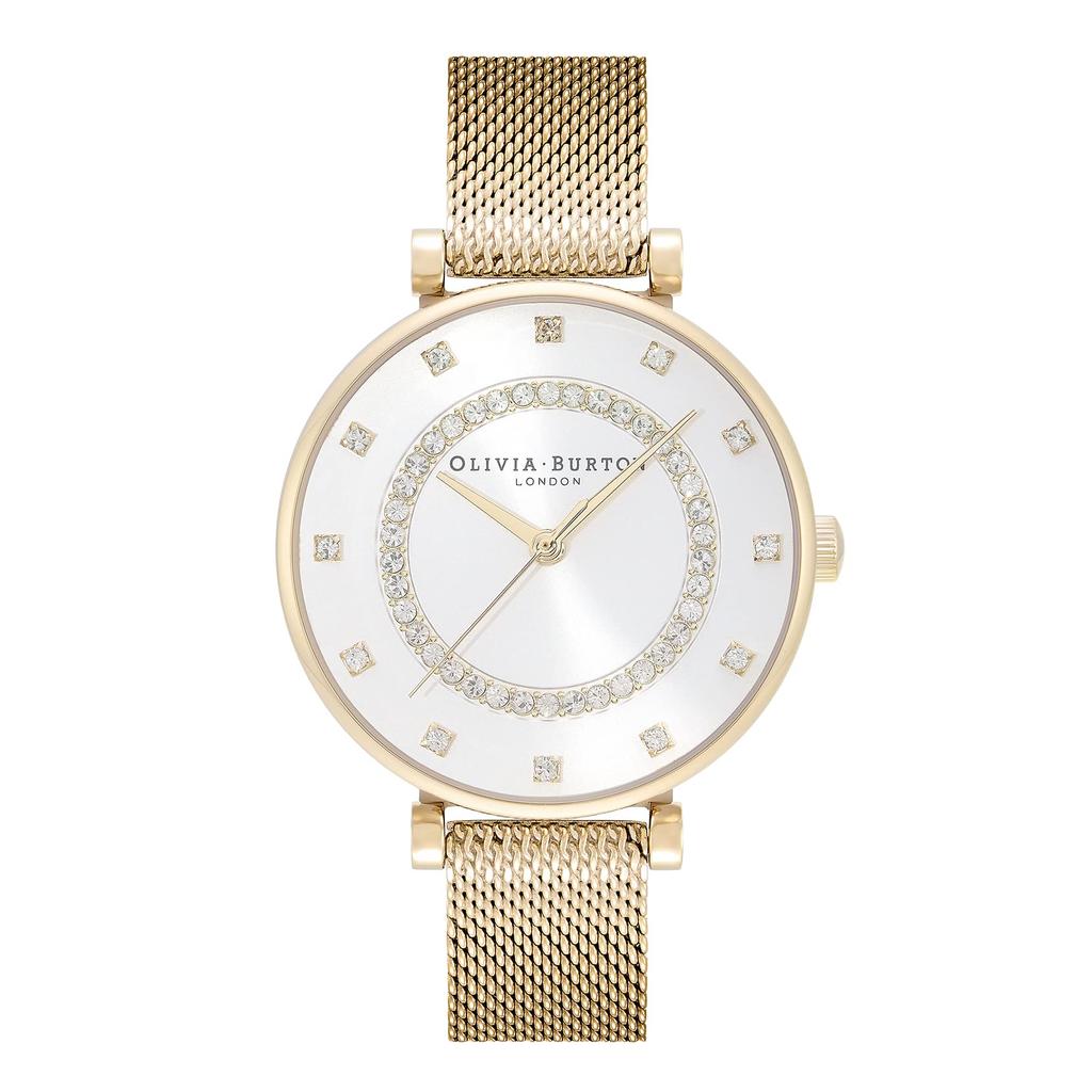 OLIVIA BURTON Belgravia 32mm Tea Bar White & Gold Mesh Watch Ob24000005