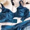 Conjunto de sujetador push up de seda de hielo para mujer, ropa interior cómoda y sexy con pechos pequeños, relleno desmontable, copa fina, sujetador, bragas íntimas