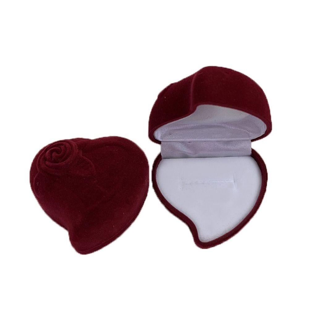Ring Holder Velvet Heart Ring Box Three-dimensional Ring Display Case Jewelry Organizer  Couple