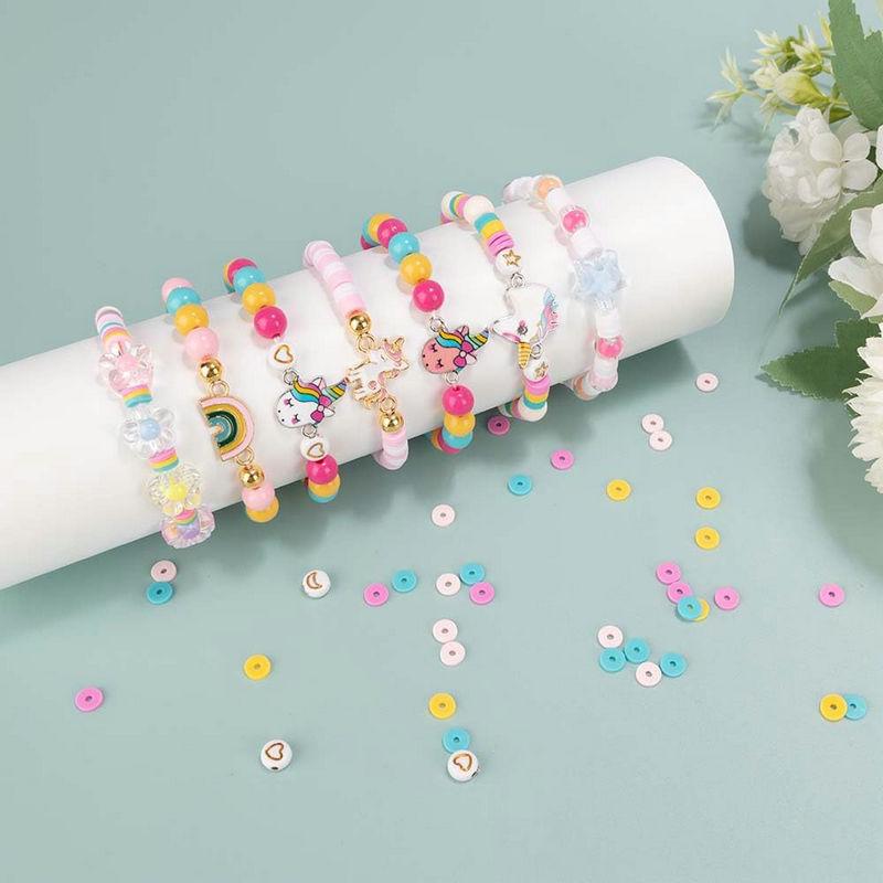 Jewelry Making Kit with Charms 8mm Colorful Beads Star, Flower, & Pumpkin Shapes Rainbow Moon Beads for Creative Birthday Gift