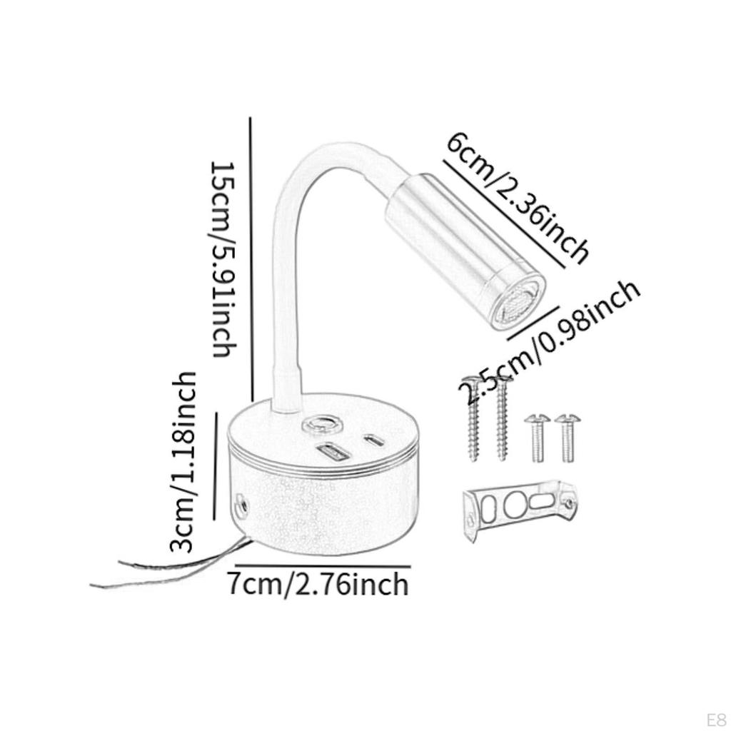 RV Interior Light 12V 24V Colors Adjustable Bedside with USB Port Lighting for Cargo