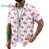 Flamingo Print Men's Short-sleeve Holiday Shirt - Polyester Dress Shirt