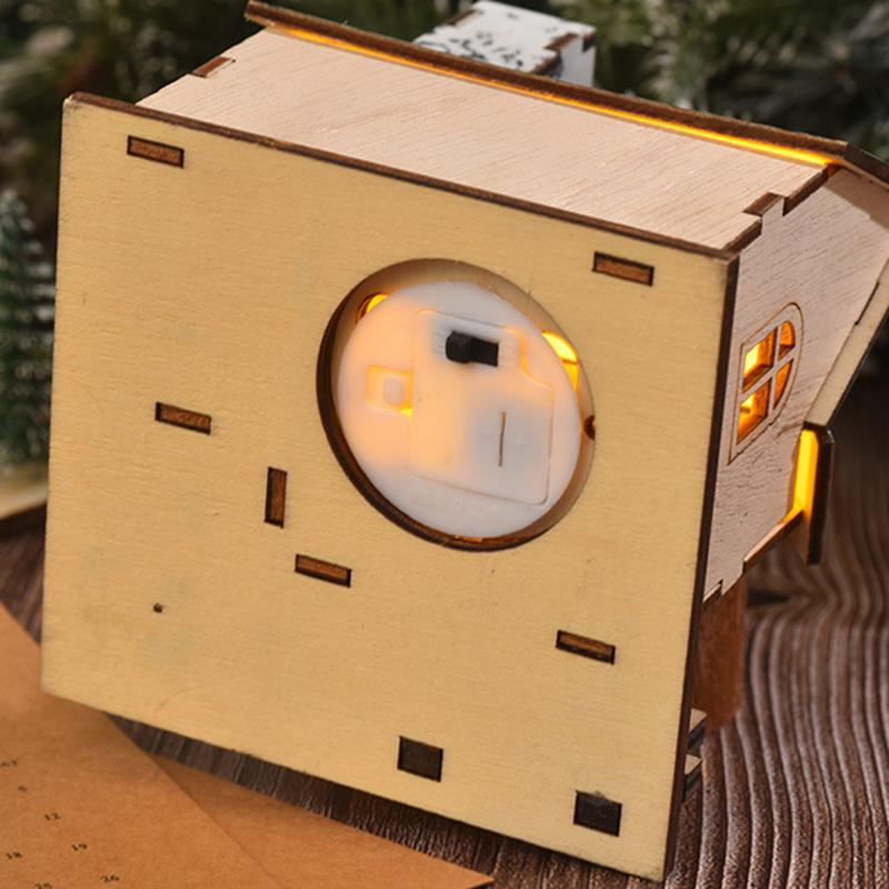 Holzhaus LED Nachtlichter Winter Schneehaus Miniaturlampe Weihnachten Festliche Atmosphäre Dekorative Tischdekorationen