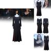 Wednesday Addams Cosplay Costume For Halloween Stage Performance With Elastane For Adults