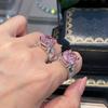 Trendy Pink Diamond Ice Cut Women Ring Luxury Nest Design Pigeon Egg Diamond Ring Elegant and Stylish