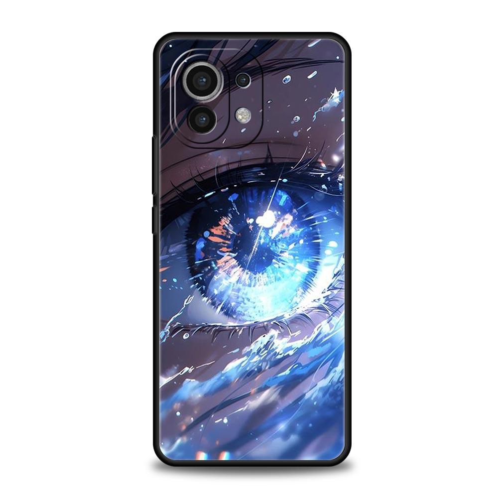 Cartoon Cute Eyes Art Phone Case For Xiaomi 14 13 12 11 Lite 13T 12T 11T Pro 9T Mi Poco X6 X5 M3 X3 Pro F5 F4 F3 5G Black Cover