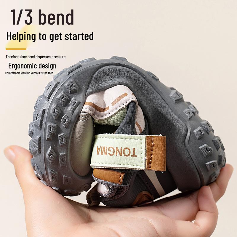 Children's Velcro Leather Sneakers for Spring and Autumn – Boys' Sports and Hiking Shoes