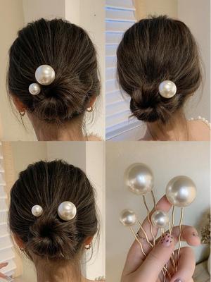 Elegante Fermaglio per Capelli con Perle in Stile Antico: Accessorio per Acconciatura a Chignon Coreana Moderna
