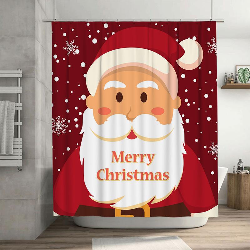 

Tu Christmas Shower Curtain Festive Holiday Decor Reversible Waterproof Fabric Bathroom Set Merry Xmas Pattern Holiday Home Deco W60H190(CM)-1 Pcs