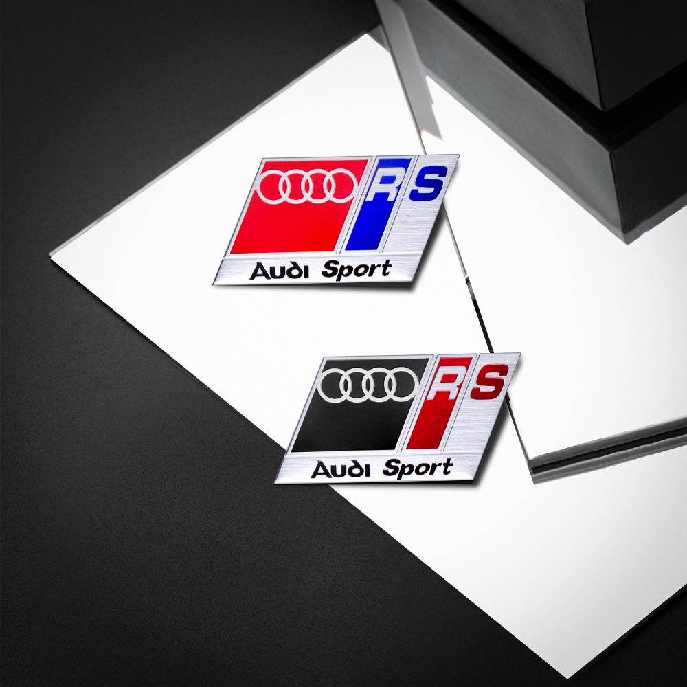 3D Aluminum Car Body Rear Trunk Tail Stickers Decal Center Cover For E2 Sline A1 Q2 B3 A4 8V 8L RS RS3 RS4 S5 RS6 Q1 S2 S3 TT E3
