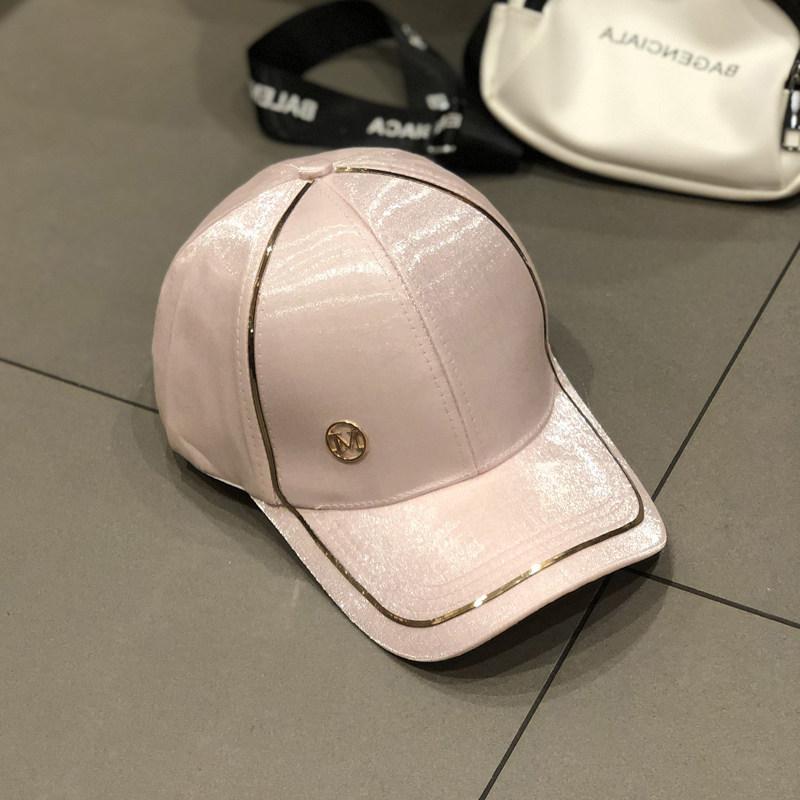 M standard hat, female and male ins, Korean tide brand baseball cap, summer sun hat, white satin sun hat, sun protection cap.