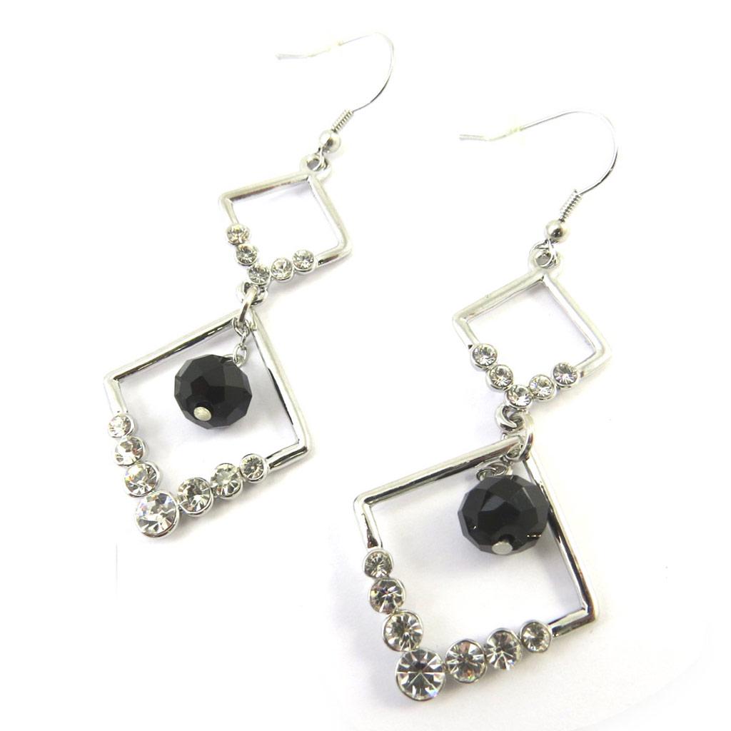 Les Trésors De Lily [N3157] - 'Sissi' Black and White Designer Earrings
