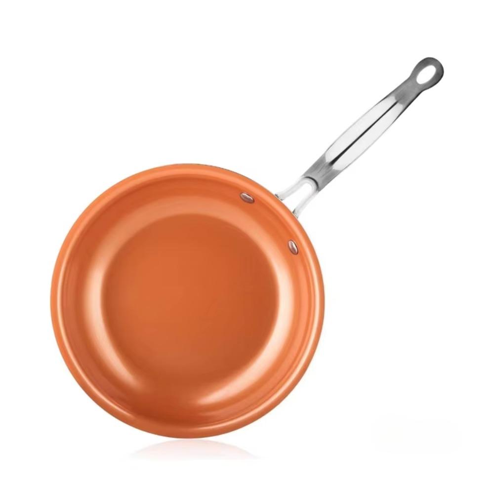 Saucepan Non Stick Skillet Round Copper Color Frying Pan Kitchen for Frying Eggs Steaks Family Restaurant Use Kitchen Cookware